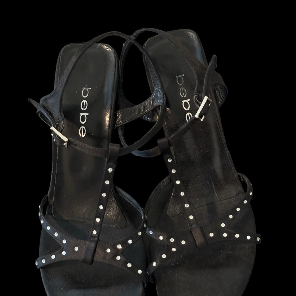 Vintage 1990 Black Bejeweled Sandals - Elegant & Timeless